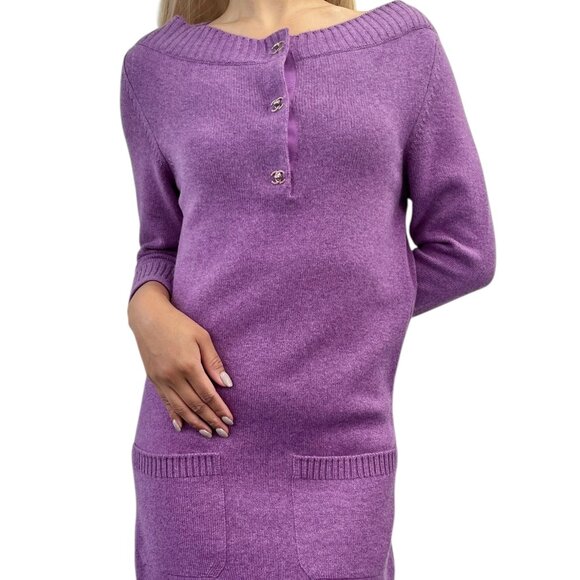 CHANEL Vintage P44445 CC Turnlock Logo Sweater Dress #34 Cashmere [106210] - Picture 1 of 12